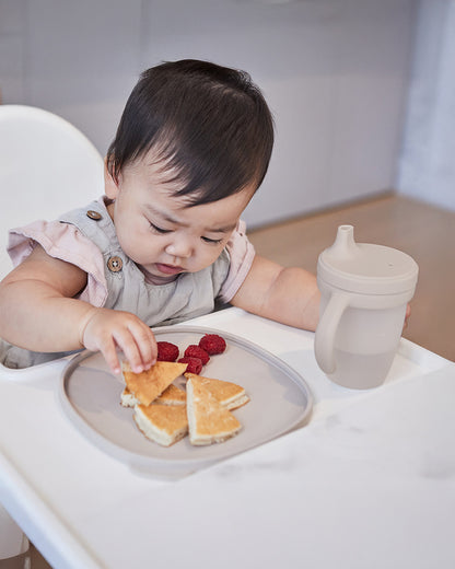 b.box Silicone Spout Cup-With Removable Easy Grip Handles & Leakproof Lid-Translucent Water Level Monitor-Latte-240 ml