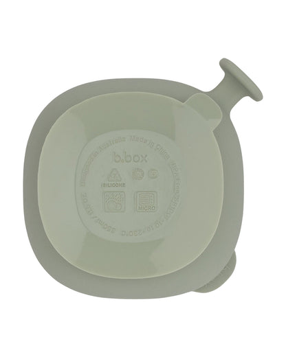 b.box Silicone Bowl- Easy Grip Handle-Microwave Safe-Sage-For Infants