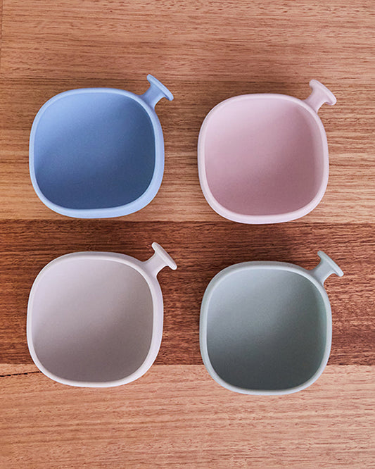 b.box Silicone Bowl- Easy Grip Handle-Microwave Safe-Sage-For Infants