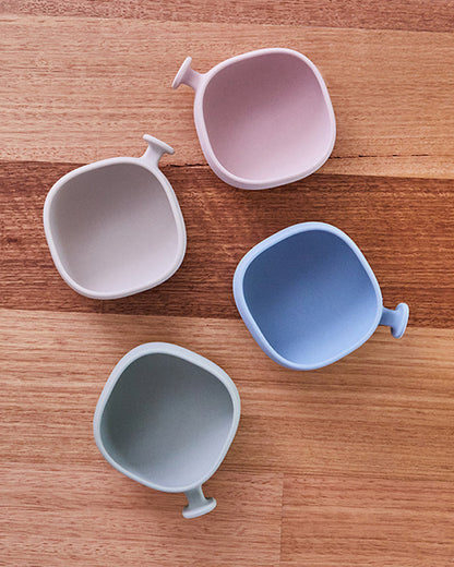 b.box Silicone Bowl- Easy Grip Handle-Microwave Safe-Sage-For Infants