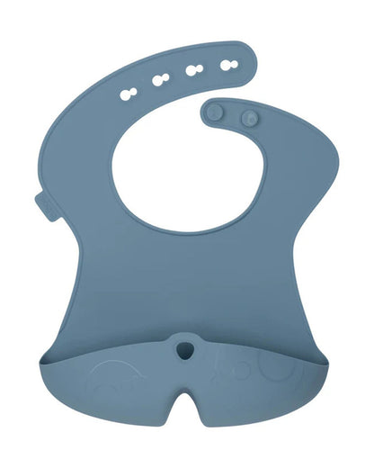 b.box Silicone Bib-Crumb Catcher-Adjustable Neck Closure-Snap Button-Ocean-For Infants
