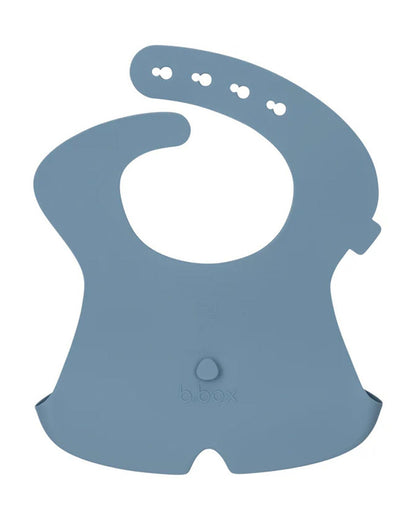 b.box Silicone Bib-Crumb Catcher-Adjustable Neck Closure-Snap Button-Ocean-For Infants