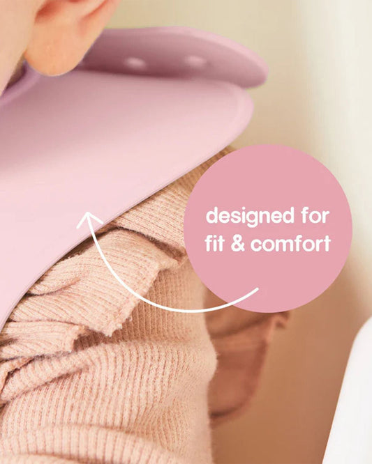 b.box Silicone Bib-Crumb Catcher-Adjustable Neck Closure-Snap Button-Sage-For Infants