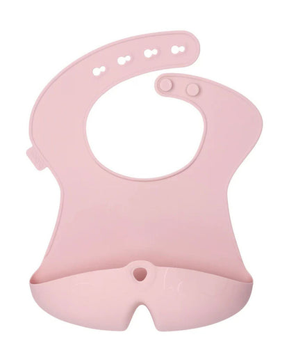 b.box Silicone Bib-Crumb Catcher-Adjustable Neck Closure-Snap Button-Blush-For Infants