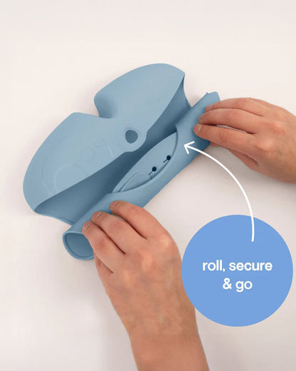 b.box Silicone Bib-Crumb Catcher-Adjustable Neck Closure-Snap Button-Blush-For Infants