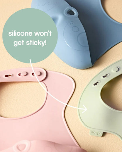 b.box Silicone Bib-Crumb Catcher-Adjustable Neck Closure-Snap Button-Blush-For Infants