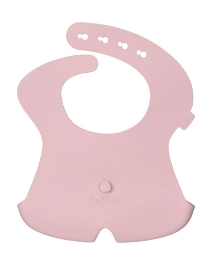 b.box Silicone Bib-Crumb Catcher-Adjustable Neck Closure-Snap Button-Blush-For Infants