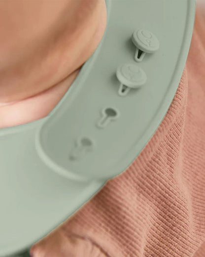 b.box Silicone Bib-Crumb Catcher-Adjustable Neck Closure-Snap Button-Blush-For Infants