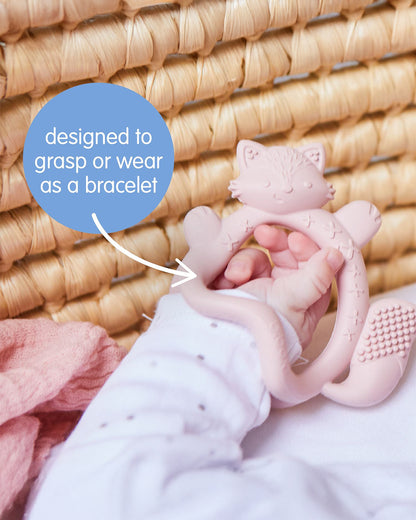 b.box Silicone Wrist Teether-Lightweight & Easy to Grasp-Textures Gently Massage Sore Gums-Lullaby Blue-3M+