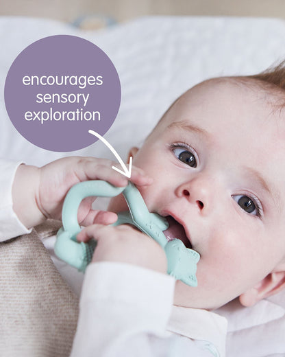 b.box Silicone Wrist Teether-Lightweight & Easy to Grasp-Textures Gently Massage Sore Gums-Lullaby Blue-3M+