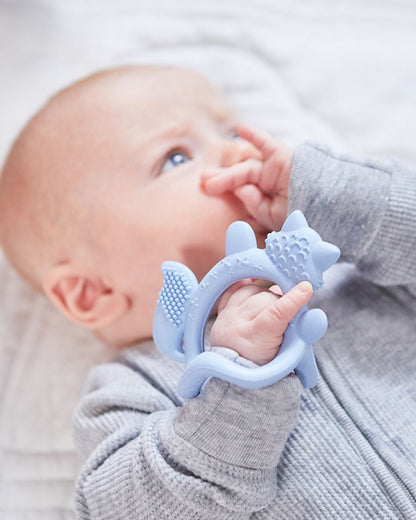 b.box Silicone Wrist Teether-Lightweight & Easy to Grasp-Textures Gently Massage Sore Gums-Lullaby Blue-3M+