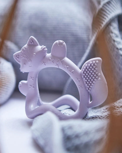 b.box Silicone Wrist Teether-Lightweight & Easy to Grasp-Textures Gently Massage Sore Gums-Peony Purple-3M+