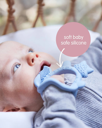 b.box Silicone Wrist Teether-Lightweight & Easy to Grasp-Textures Gently Massage Sore Gums-Peony Purple-3M+