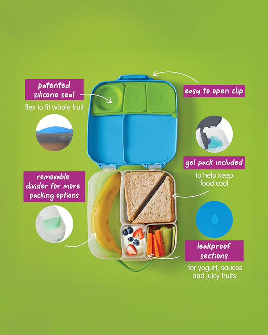 b.box Lunch Box-Leakproof-BPA Free-Ocean Breeze Blue-For Feeding Infants
