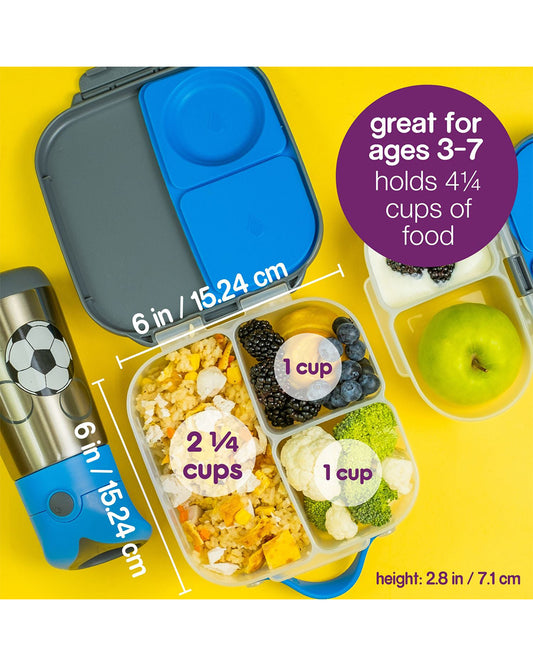 b.box Mini Lunch Box-Leak Proof-Removable Divider-Chill Out Blue-For Feeding Infants