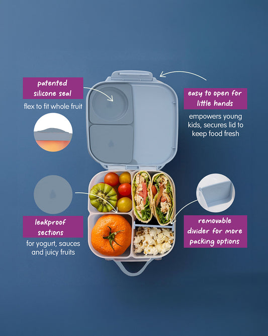 b.box Mini Lunch Box-Leak Proof-Removable Divider-Chill Out Blue-For Feeding Infants