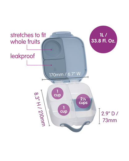 b.box Mini Lunch Box-Leak Proof-Removable Divider-Chill Out Blue-For Feeding Infants