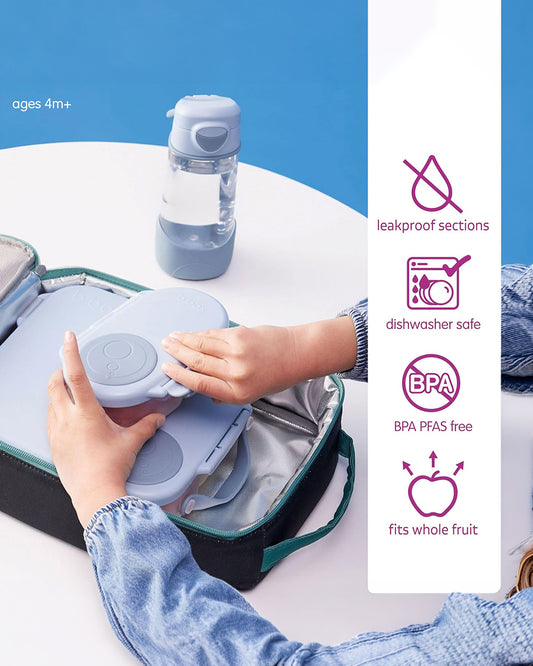 b.box Snack Box-Leakproof & Microwave Safe-Chill Out Blue-For Feeding Infants