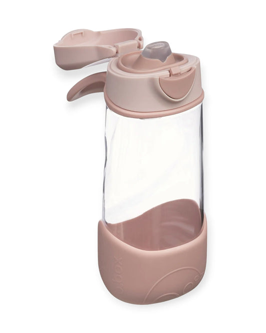 b.box Tritan Sport Spout Drink Bottle-With Easy Push Button & Ergonomic Triangular Shape-Blush Crush Pink-450 ml