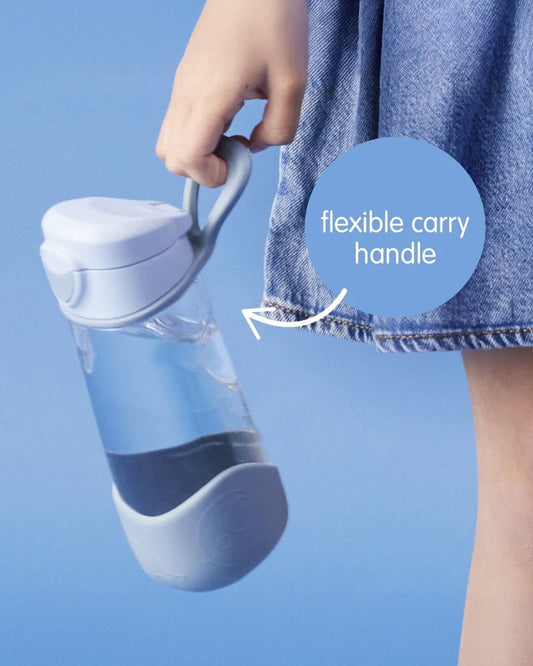 b.box Tritan Sport Spout Drink Bottle-With Easy Push Button & Ergonomic Triangular Shape-Blush Crush Pink-450 ml