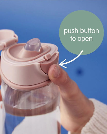 b.box Tritan Sport Spout Drink Bottle-With Easy Push Button & Ergonomic Triangular Shape-Blush Crush Pink-450 ml