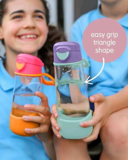 b.box Tritan Sport Spout Drink Bottle-With Easy Push Button & Ergonomic Triangular Shape-Blush Crush Pink-450 ml
