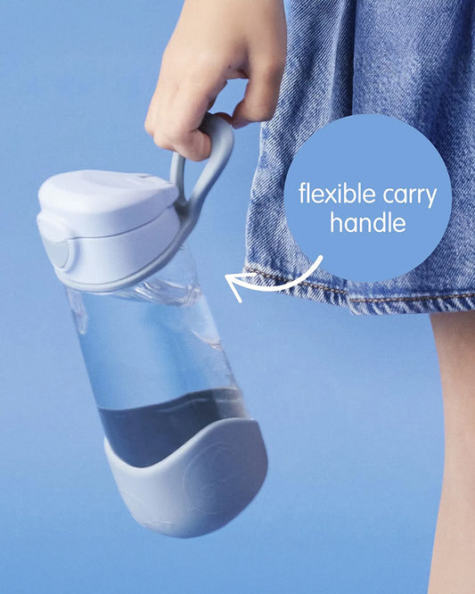 b.box Tritan Sport Spout Drink Bottle-With Easy Push Button & Ergonomic Triangular Shape-Chill Out Blue-450 ml