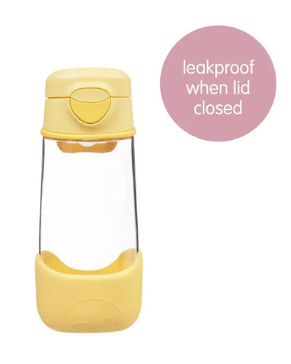 b.box Tritan Sport Spout Drink Bottle-With Easy Push Button & Ergonomic Triangular Shape-Lemon Twist Yellow-450 ml