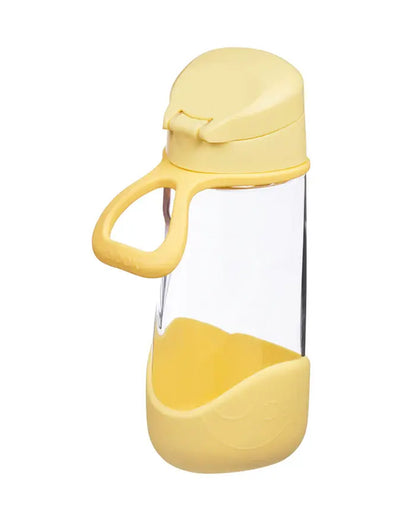 b.box Tritan Sport Spout Drink Bottle-With Easy Push Button & Ergonomic Triangular Shape-Lemon Twist Yellow-450 ml