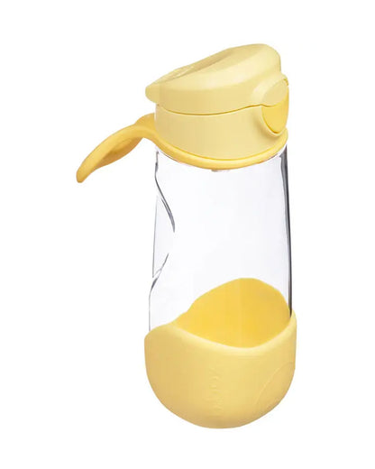 b.box Tritan Sport Spout Drink Bottle-With Easy Push Button & Ergonomic Triangular Shape-Lemon Twist Yellow-450 ml