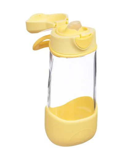 b.box Tritan Sport Spout Drink Bottle-With Easy Push Button & Ergonomic Triangular Shape-Lemon Twist Yellow-450 ml