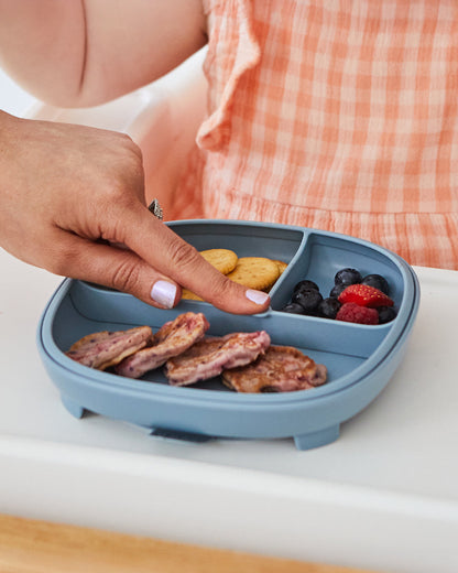 b.box Suction Meal Set-Plate & Toddler Cutlery Combo-Pack of 3-Ocean Blue