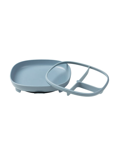 b.box 2 in 1 Suction Plate-3 Divided Sections-BPA Free-Ocean Blue-For Feeding Infants