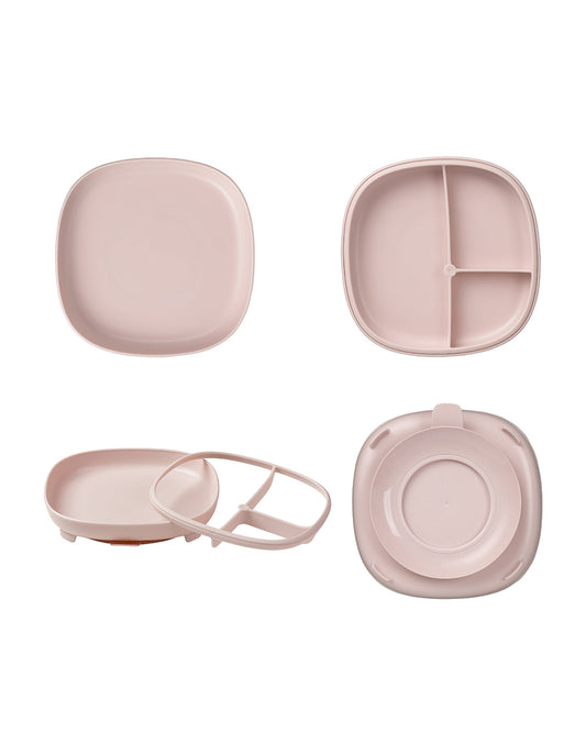 b.box 2 in 1 Suction Plate-3 Divided Sections-BPA Free-Blush Peach-For Feeding Infants