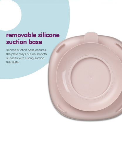 b.box 2 in 1 Suction Plate-3 Divided Sections-BPA Free-Blush Peach-For Feeding Infants