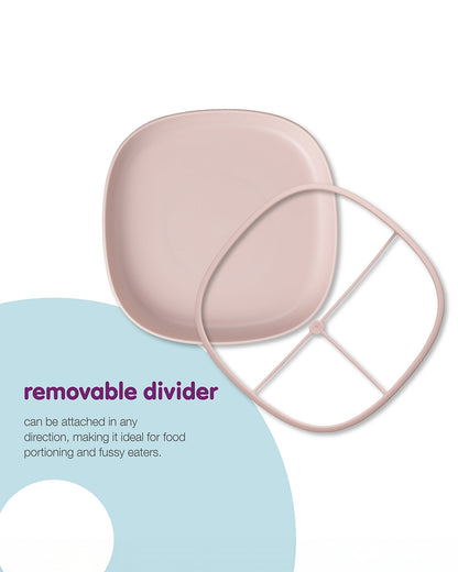 b.box 2 in 1 Suction Plate-3 Divided Sections-BPA Free-Blush Peach-For Feeding Infants