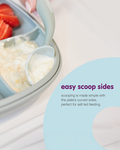 b.box 2 in 1 Suction Plate-3 Divided Sections-BPA Free-Blush Peach-For Feeding Infants