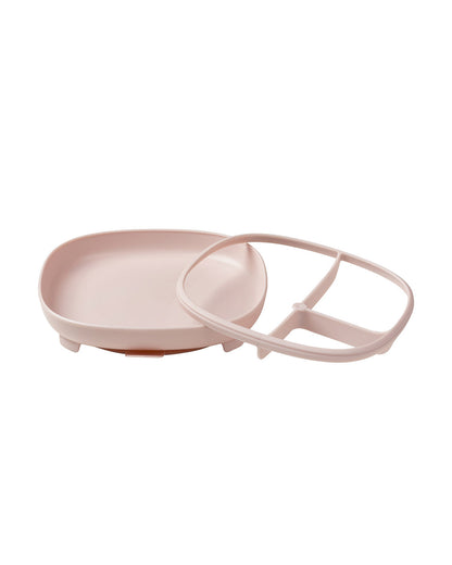b.box 2 in 1 Suction Plate-3 Divided Sections-BPA Free-Blush Peach-For Feeding Infants