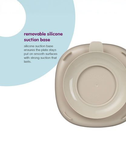 b.box 2 in 1 Suction Plate-3 Divided Sections-BPA Free-Latte-For Feeding Infants