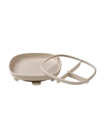 b.box 2 in 1 Suction Plate-3 Divided Sections-BPA Free-Latte-For Feeding Infants