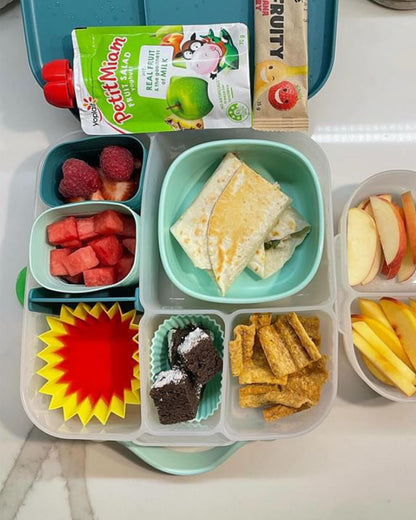 b.box School Essentials Kit-Lunch Tub-Junior Straw Sipper(380ml)-Forest Green & Spearmint-36M+