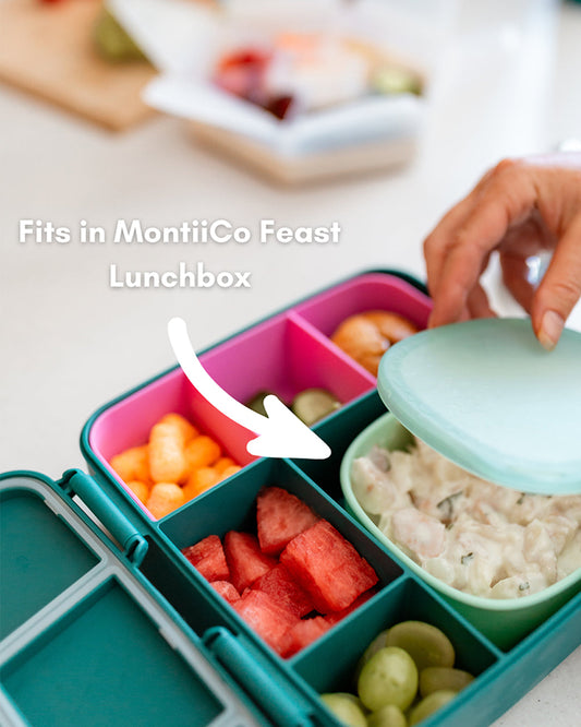 b.box School Essentials Kit-Lunch Tub-Junior Straw Sipper(380ml)-Forest Green & Spearmint-36M+