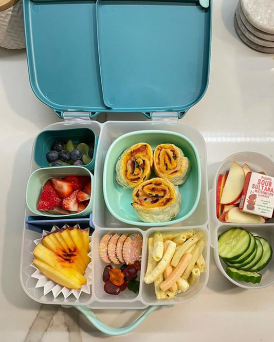 b.box School Essentials Kit-Lunch Tub-Junior Straw Sipper(380ml)-Forest Green & Spearmint-36M+