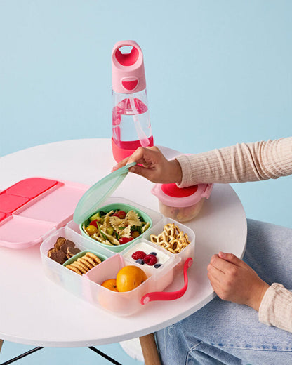 b.box School Essentials Kit-Lunch Tub-Junior Straw Sipper(380ml)-Forest Green & Spearmint-36M+