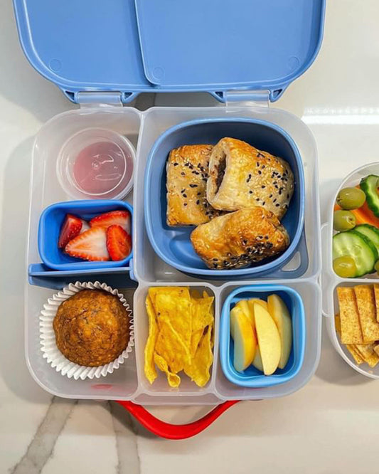 b.box School Essentials Kit-Lunch Tub-Junior Straw Sipper(380ml)-Ocean Blue & Chill Out-36M+
