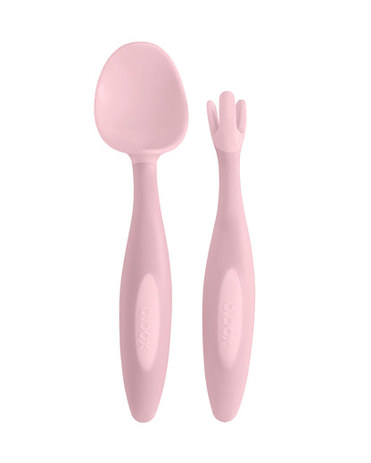 b.box Toddler Cutlery Set Spoon and Fork-Easy Grip Handle-BPA Free-Blush Pink-Set of 2