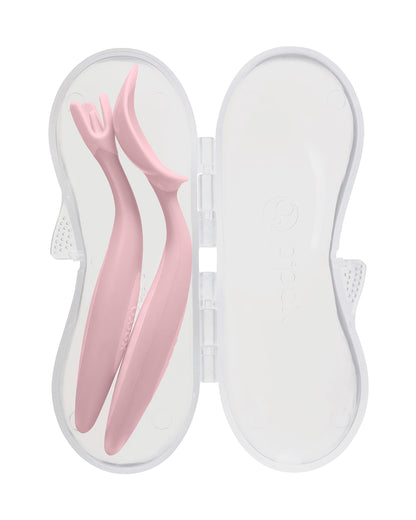b.box Toddler Cutlery Set Spoon and Fork-Easy Grip Handle-BPA Free-Blush Pink-Set of 2