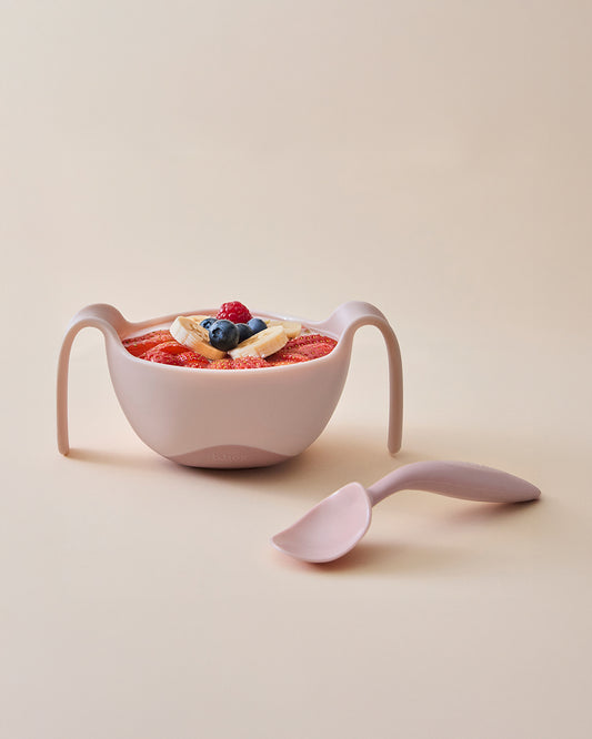 b.box Toddler Cutlery Set Spoon and Fork-Easy Grip Handle-BPA Free-Blush Pink-Set of 2