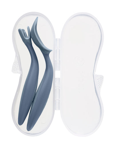 b.box Toddler Cutlery Set Spoon and Fork-Easy Grip Handle-BPA Free-Ocean Blue-Set of 2