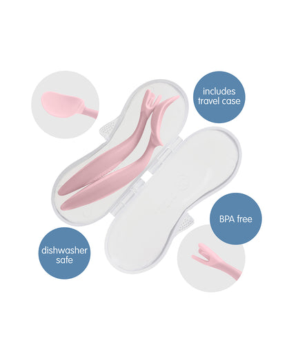 b.box Toddler Cutlery Set Spoon and Fork-Easy Grip Handle-BPA Free-Ocean Blue-Set of 2